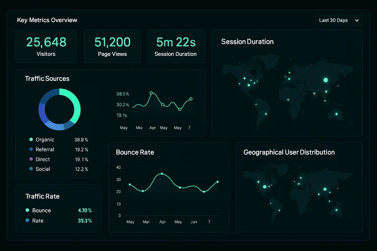 Vue d’ensemble d’un tableau de bord web optimisé