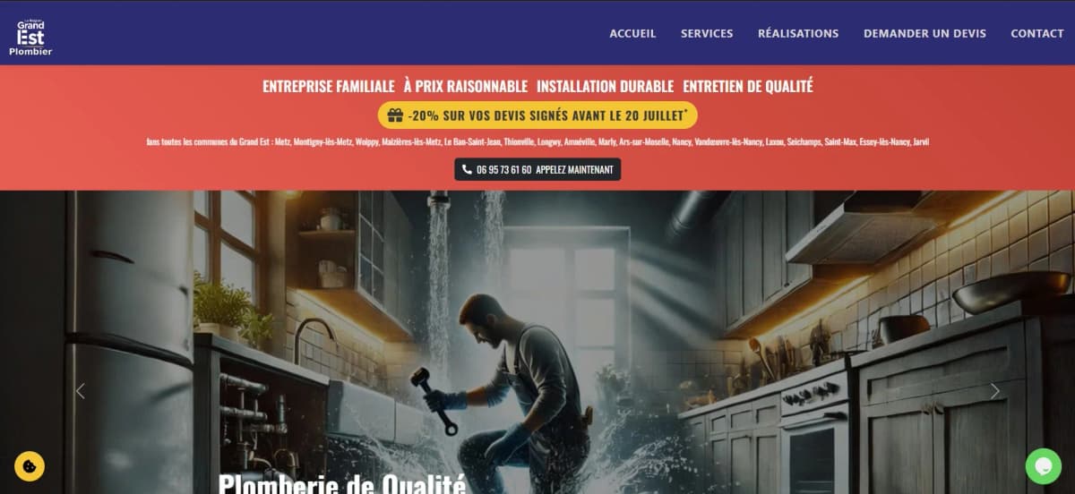 Capture du projet Plombier Grand Est – Vitrine & SEO Local